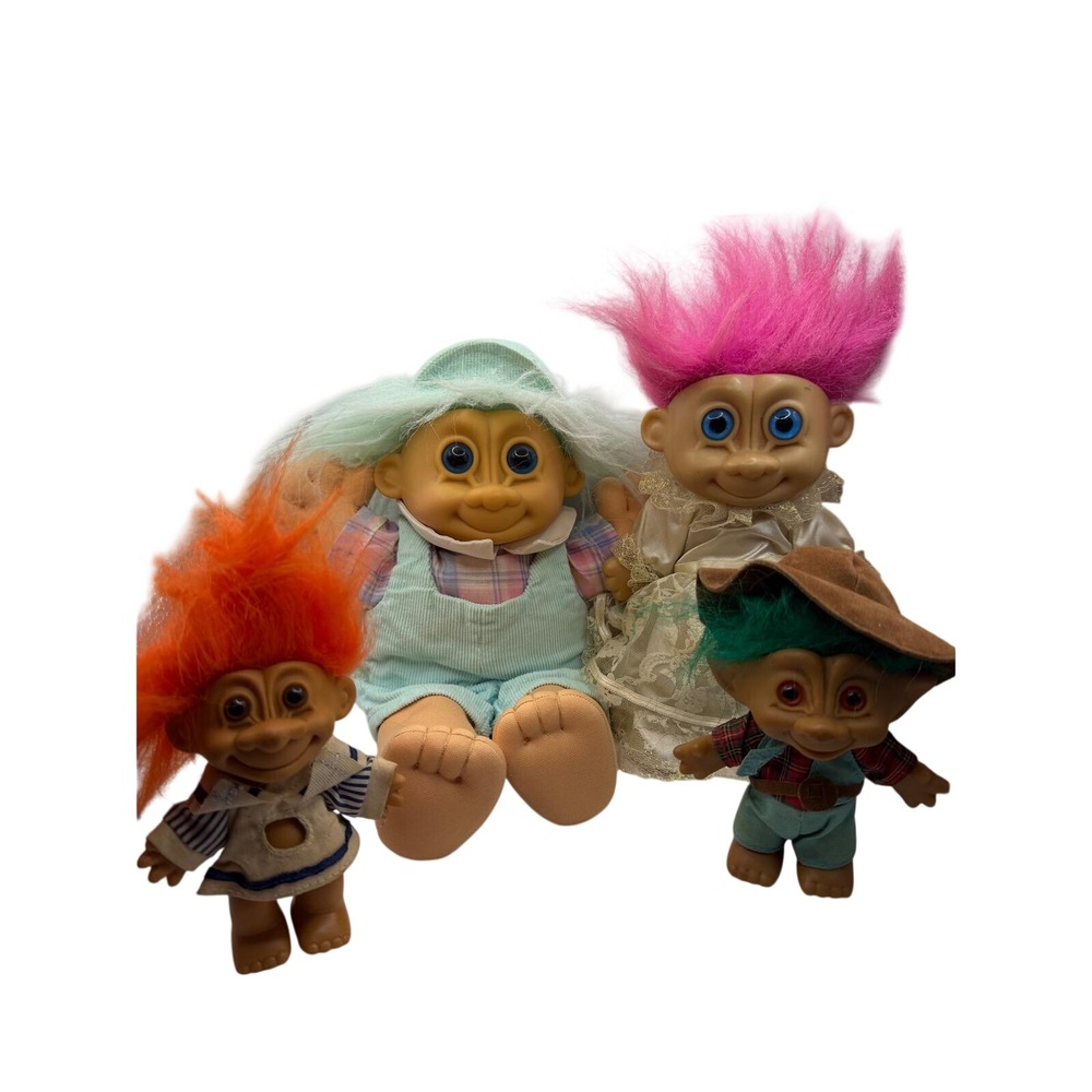 Vintage‎ Troll Doll Lot Russ Berrie Ace Novelty 90s Cowboy Sailor Bride Plush